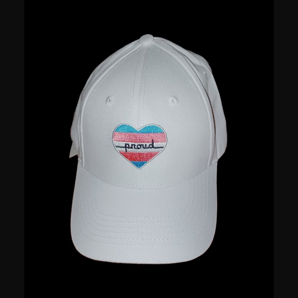 The Phluid Project White Cotton Pride Proud Rainbow Heart Adjustable Dad Hat